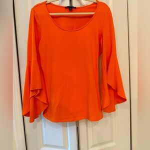 BOSTON PROPER, Orange top, bell sleeves,